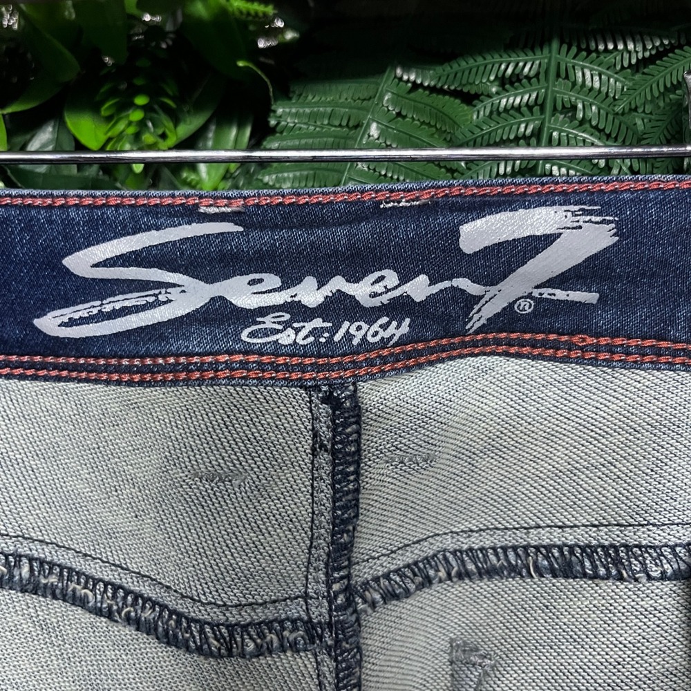 Seven7 Jeans Pants Size 8 Blue Paint Splatter Dark Wash Skinny Stretch 3645‎ - Picture 4 of 11